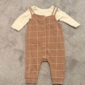 Brown Checkered Kids One Piece